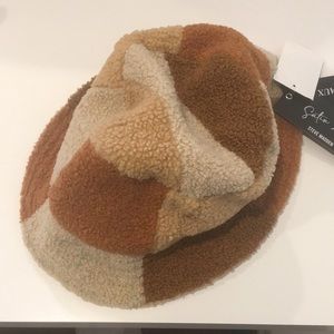 STEVE MADDEN faux fur sherling patchwork Bucket Hat